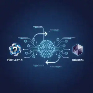AI workflow connecting Perplexity AI and Obsidian for research and knowledge management.